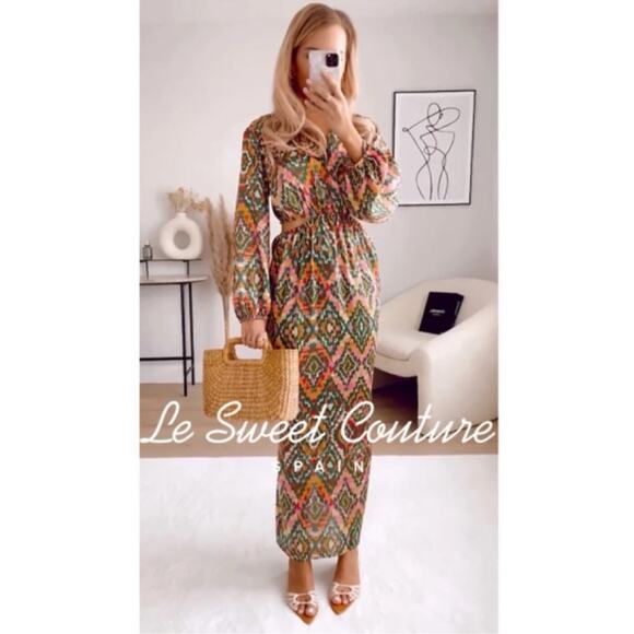 NWT ZARA CUT OUT PRINTED MIDI DRESS DIZE SMALL NWT - Picture 4 of 9